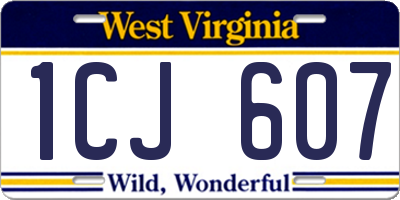 WV license plate 1CJ607