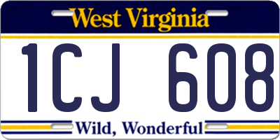WV license plate 1CJ608