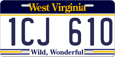 WV license plate 1CJ610