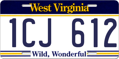 WV license plate 1CJ612