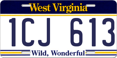 WV license plate 1CJ613