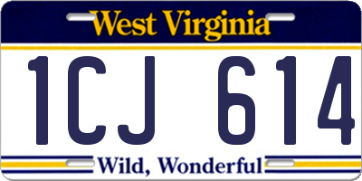 WV license plate 1CJ614