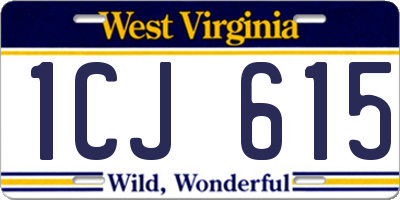 WV license plate 1CJ615