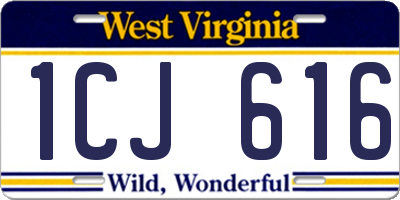 WV license plate 1CJ616