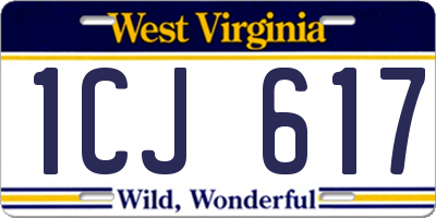 WV license plate 1CJ617