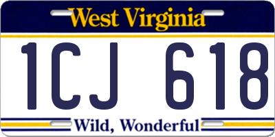 WV license plate 1CJ618