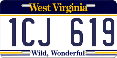WV license plate 1CJ619