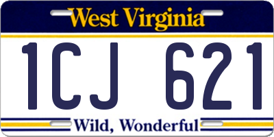 WV license plate 1CJ621
