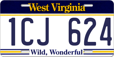 WV license plate 1CJ624