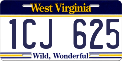 WV license plate 1CJ625