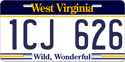 WV license plate 1CJ626