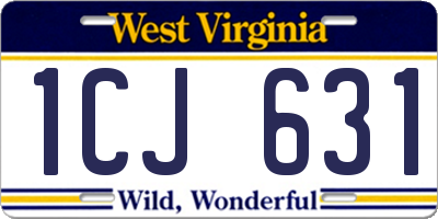 WV license plate 1CJ631