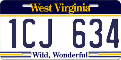 WV license plate 1CJ634
