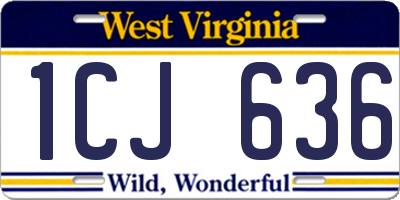 WV license plate 1CJ636