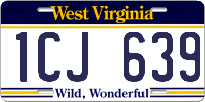 WV license plate 1CJ639