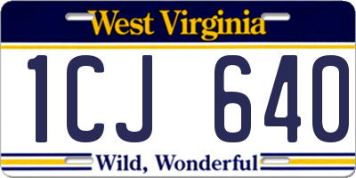 WV license plate 1CJ640