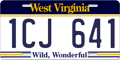 WV license plate 1CJ641