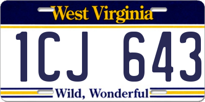 WV license plate 1CJ643