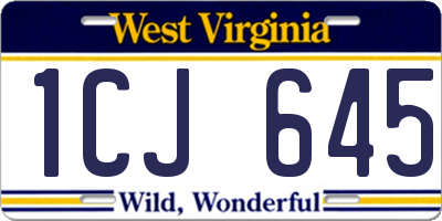WV license plate 1CJ645