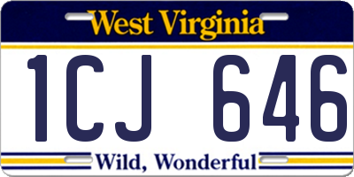 WV license plate 1CJ646