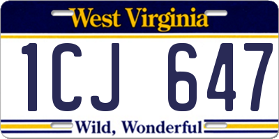 WV license plate 1CJ647