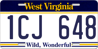 WV license plate 1CJ648