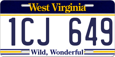 WV license plate 1CJ649