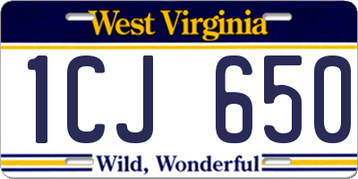WV license plate 1CJ650