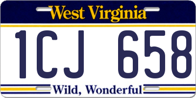 WV license plate 1CJ658