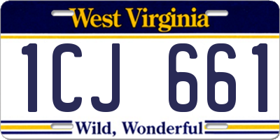 WV license plate 1CJ661