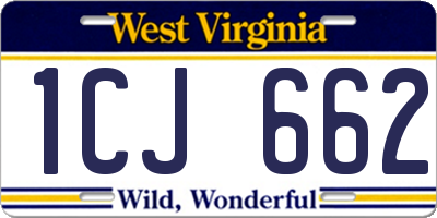 WV license plate 1CJ662