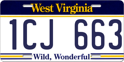 WV license plate 1CJ663