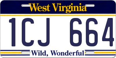 WV license plate 1CJ664
