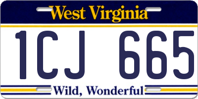 WV license plate 1CJ665