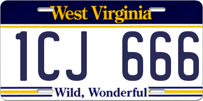 WV license plate 1CJ666