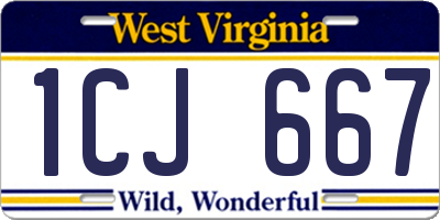 WV license plate 1CJ667