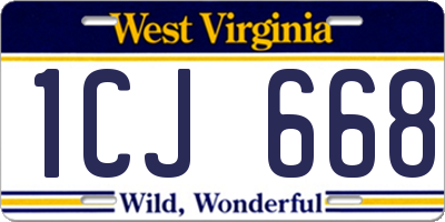 WV license plate 1CJ668