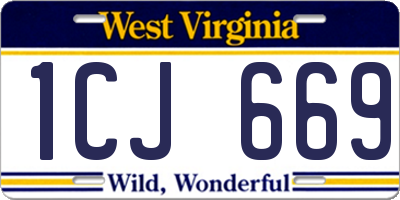 WV license plate 1CJ669