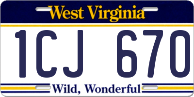 WV license plate 1CJ670