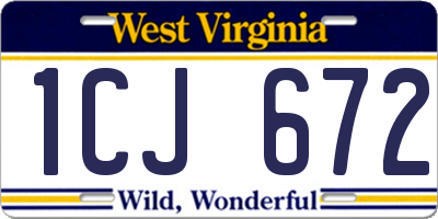 WV license plate 1CJ672