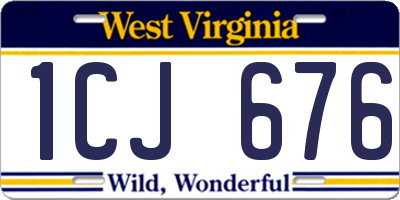 WV license plate 1CJ676