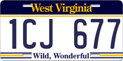 WV license plate 1CJ677