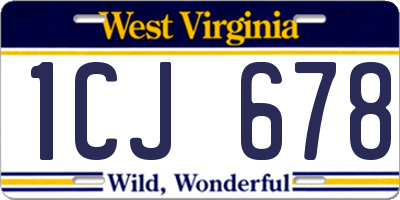 WV license plate 1CJ678
