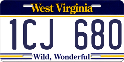 WV license plate 1CJ680