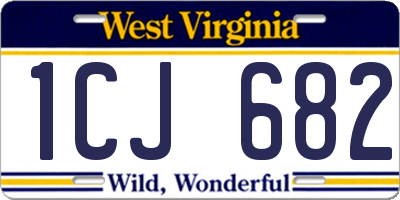 WV license plate 1CJ682