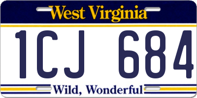 WV license plate 1CJ684