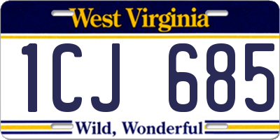 WV license plate 1CJ685