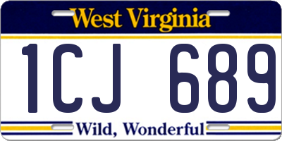 WV license plate 1CJ689