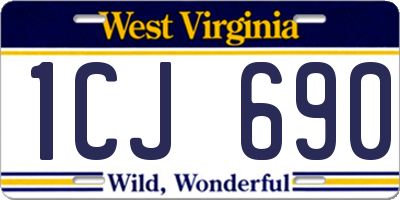 WV license plate 1CJ690