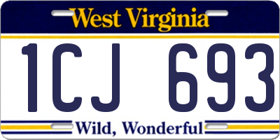 WV license plate 1CJ693